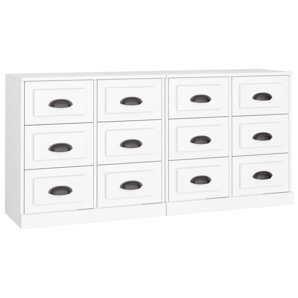 Sideboards 2 pcs White Engineered Wood