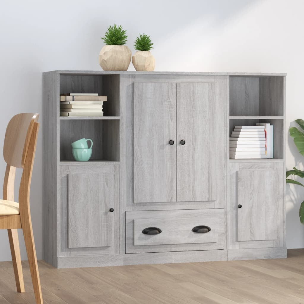 Highboards 3 pcs Grey Sonoma Engineered Wood