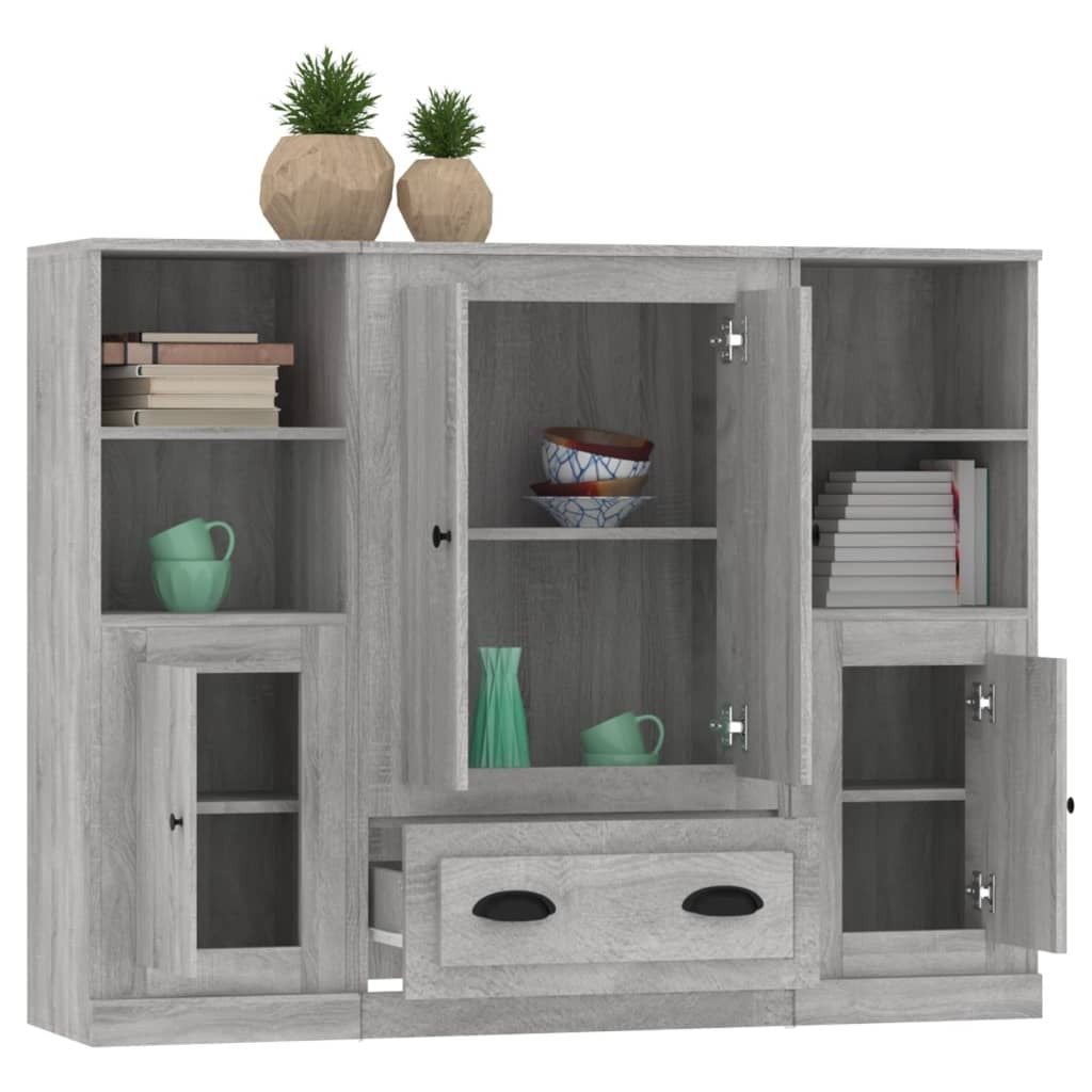 Highboards 3 pcs Grey Sonoma Engineered Wood