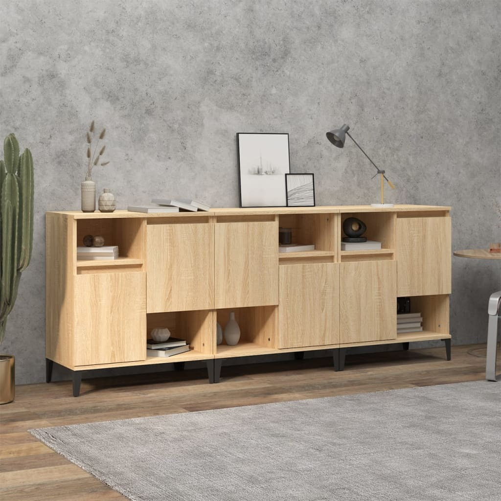 Sideboards 3 pcs Sonoma Oak 60x35x70 cm Engineered Wood
