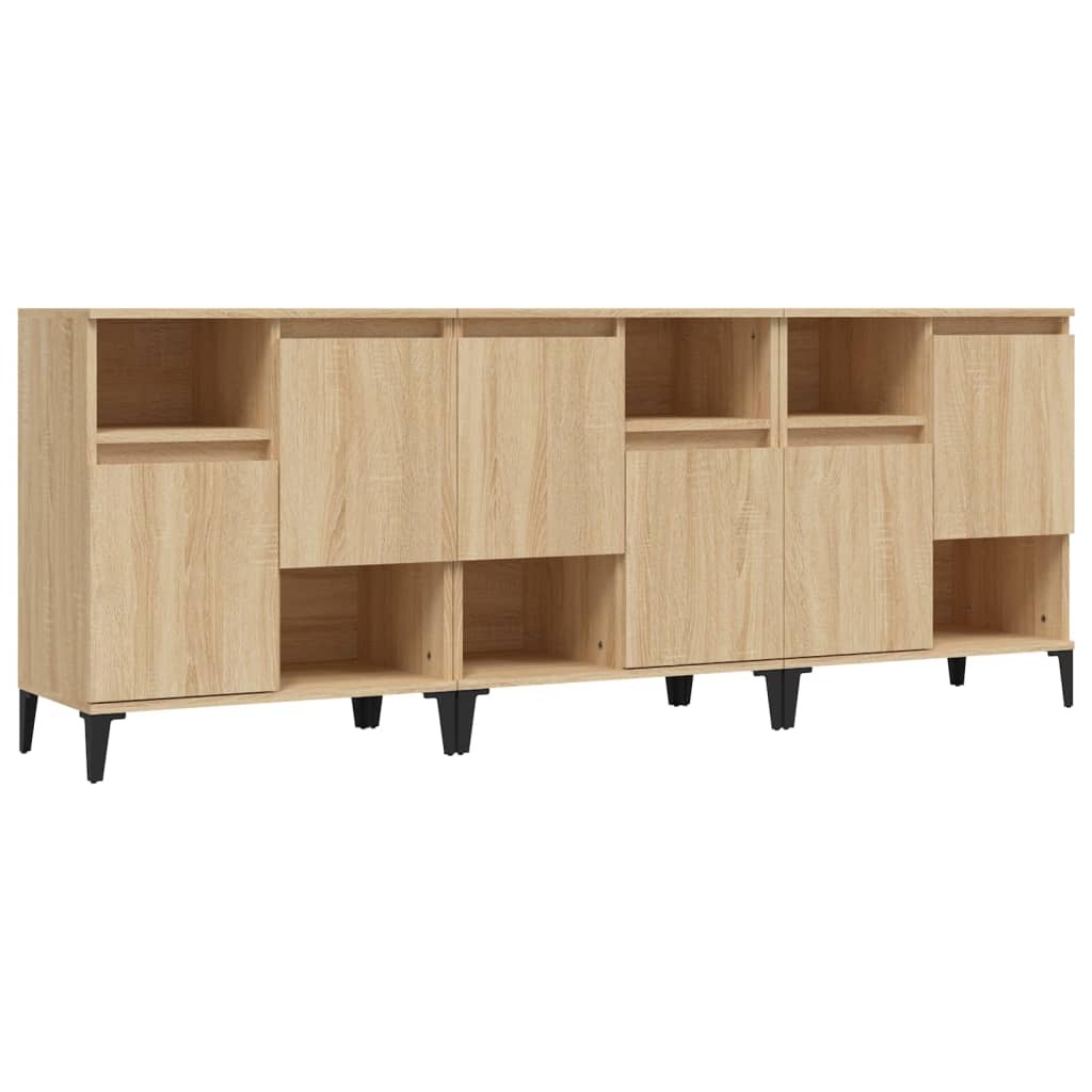 Sideboards 3 pcs Sonoma Oak 60x35x70 cm Engineered Wood