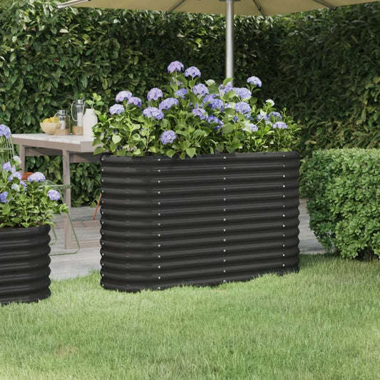 Garden Raised Bed Powder-coated Steel 114x40x68 cm Anthracite