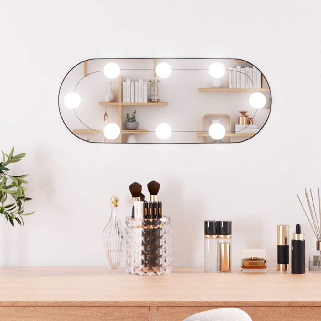 Wall Mirror with LED Lights 25x60 cm Glass Oval