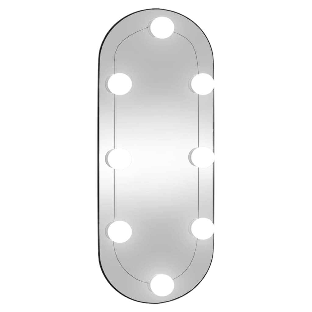 Wall Mirror with LED Lights 25x60 cm Glass Oval
