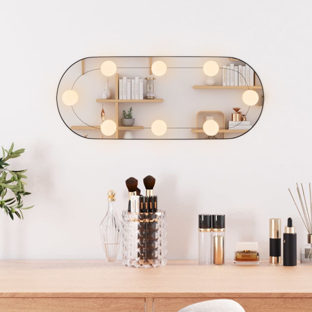 Wall Mirror with LED Lights 25x60 cm Glass Oval