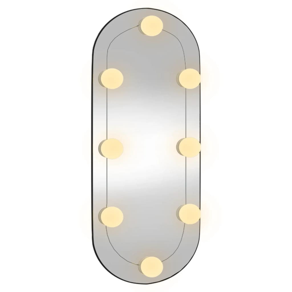 Wall Mirror with LED Lights 25x60 cm Glass Oval