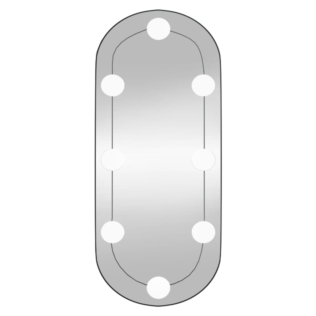 Wall Mirror with LED Lights 25x60 cm Glass Oval