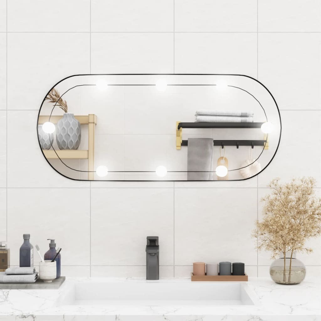 Wall Mirror with LED Lights 35x80 cm Glass Oval