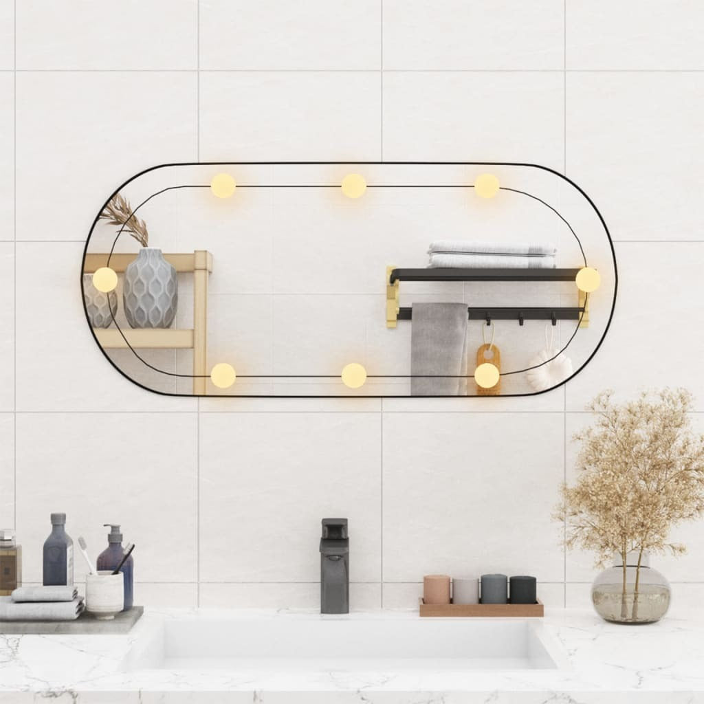 Wall Mirror with LED Lights 35x80 cm Glass Oval