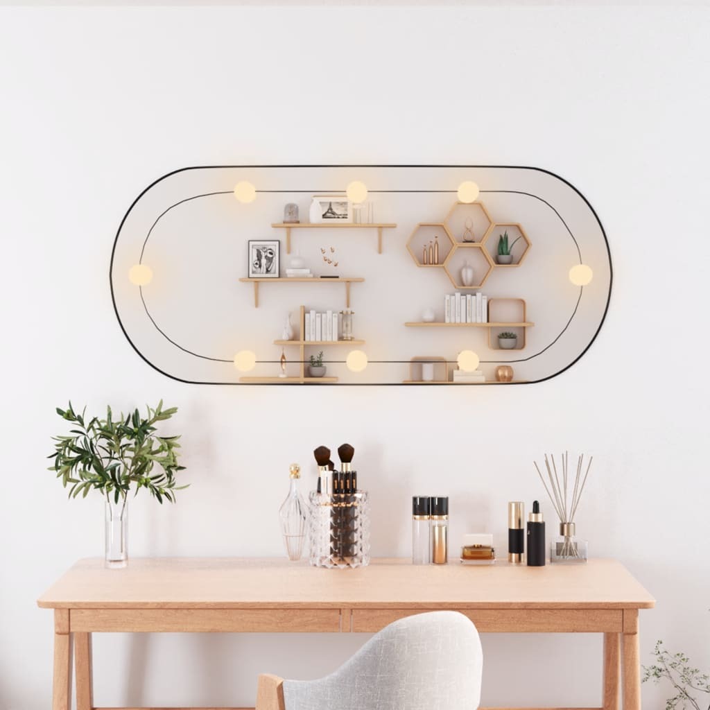 Wall Mirror with LED Lights 40x90 cm Glass Oval