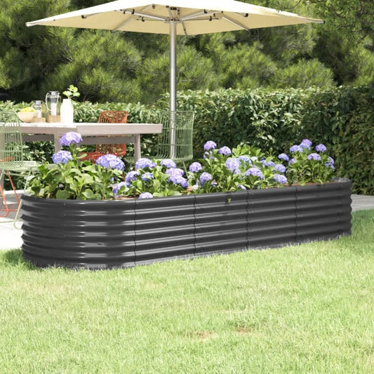 Garden Raised Bed Powder-coated Steel 224x80x36 cm Anthracite