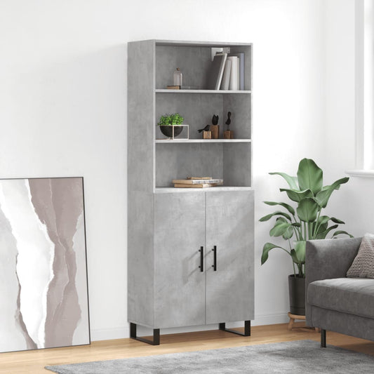 Highboard Concrete Grey 69.5x34x180 cm Engineered Wood