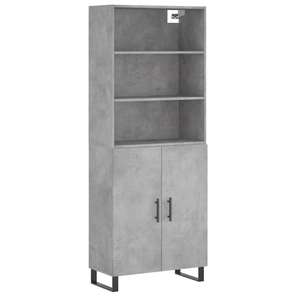 Highboard Concrete Grey 69.5x34x180 cm Engineered Wood