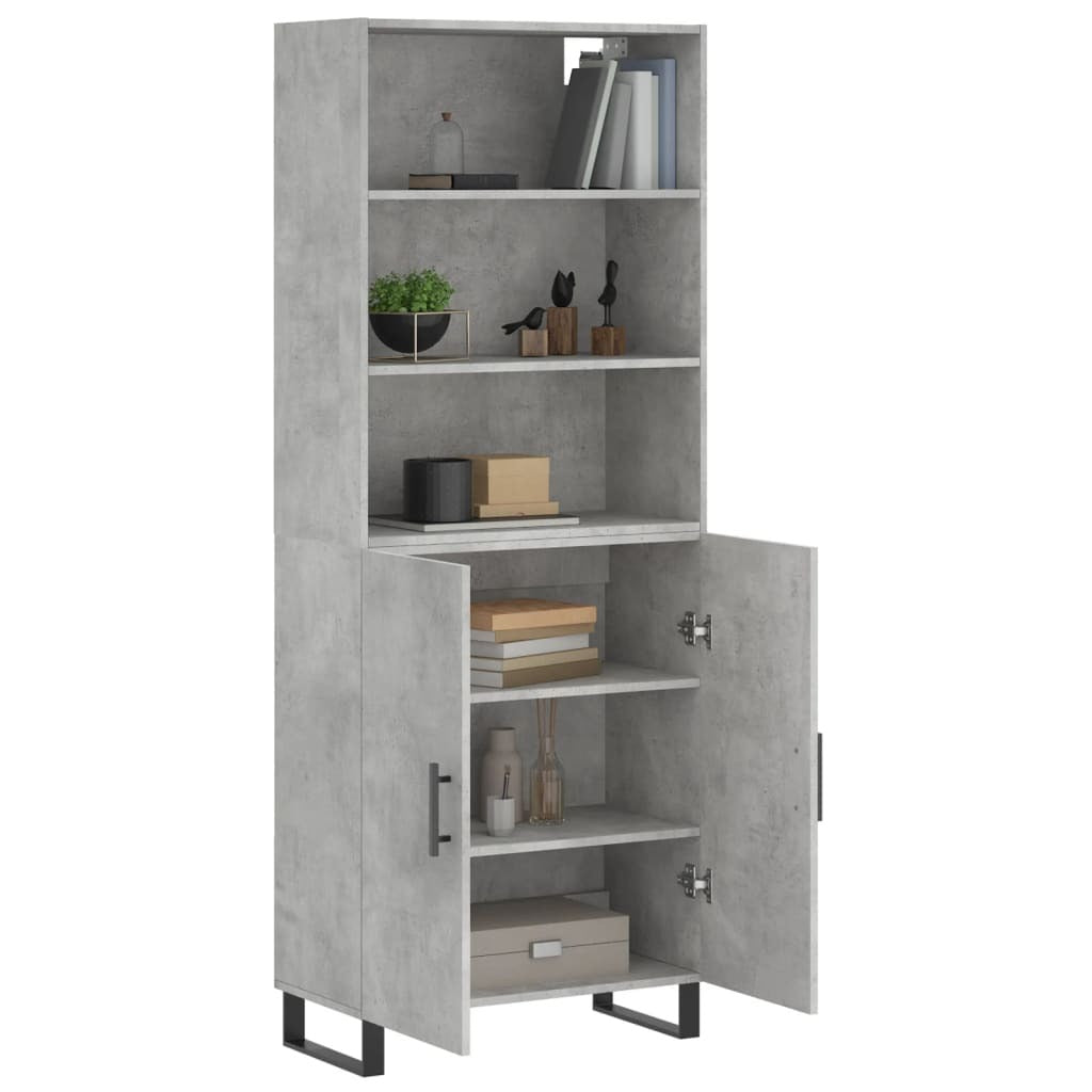 Highboard Concrete Grey 69.5x34x180 cm Engineered Wood