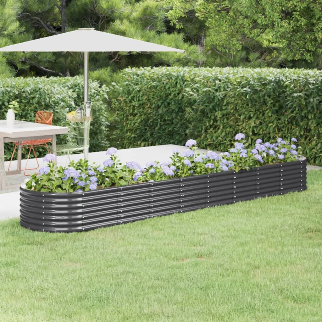 Garden Raised Bed Powder-coated Steel 368x80x36 cm Anthracite