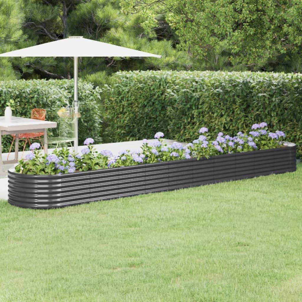 Garden Raised Bed Powder-coated Steel 440x80x36 cm Anthracite