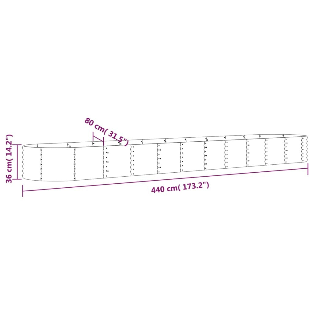 Garden Raised Bed Powder-coated Steel 440x80x36 cm Anthracite