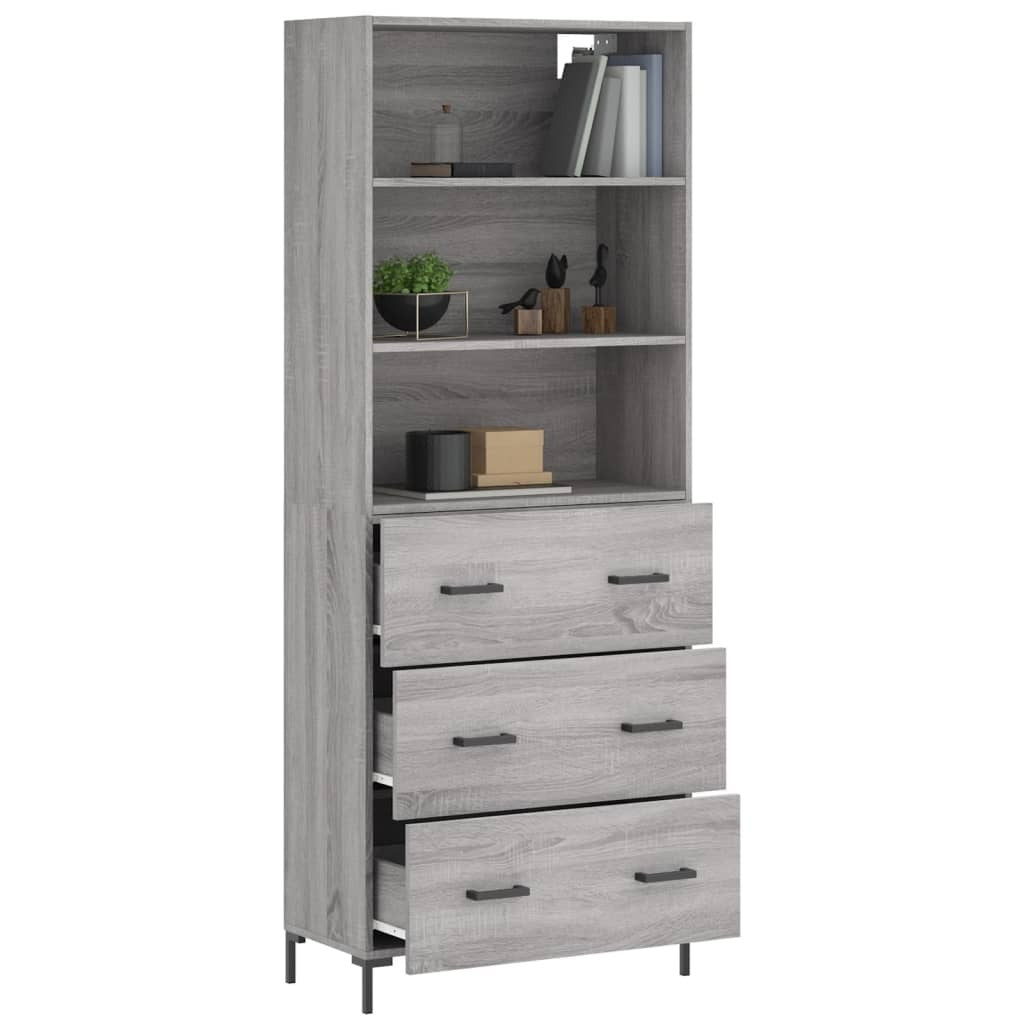 Highboard Grey Sonoma 69.5x34x180 cm Engineered Wood