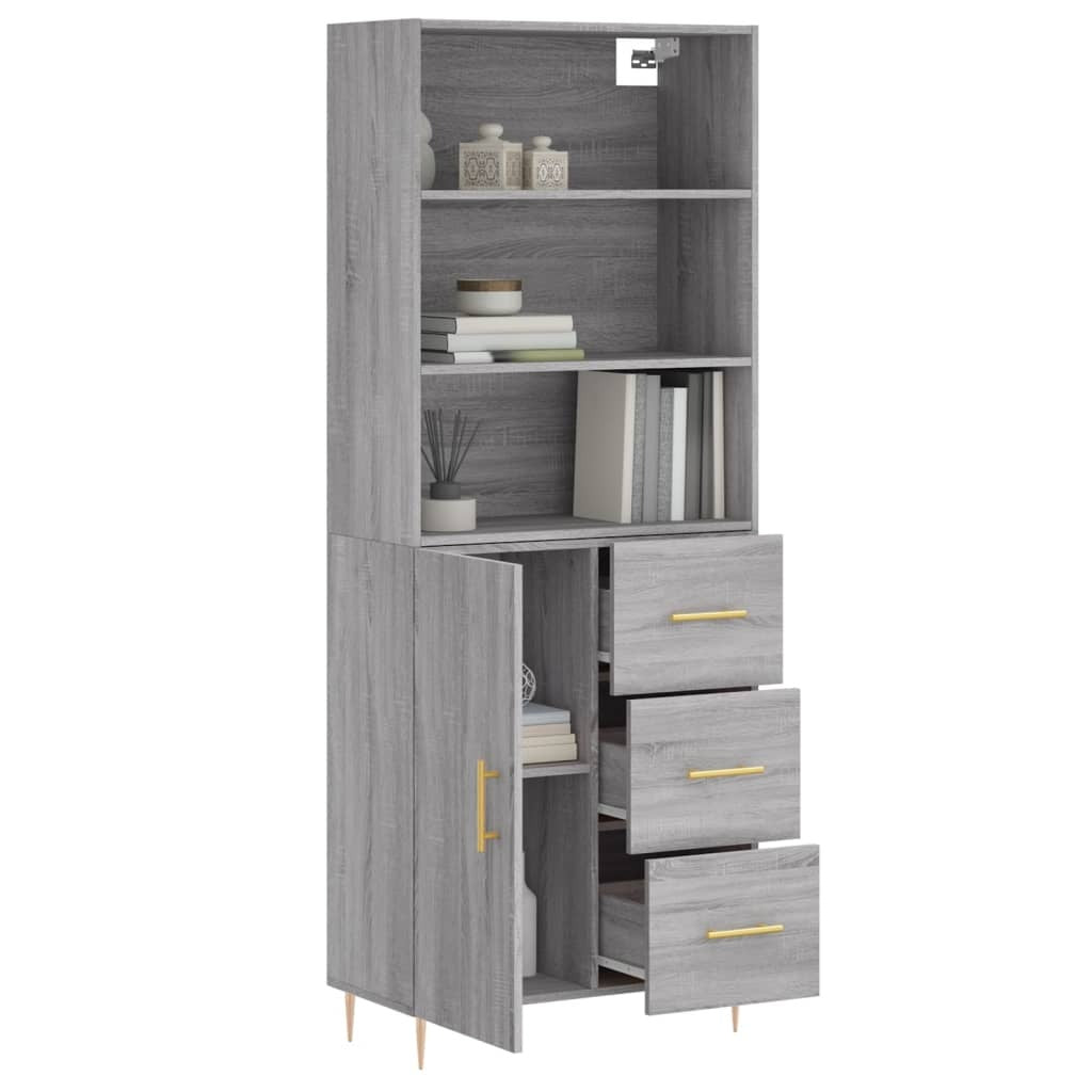 Highboard Grey Sonoma 69.5x34x180 cm Engineered Wood