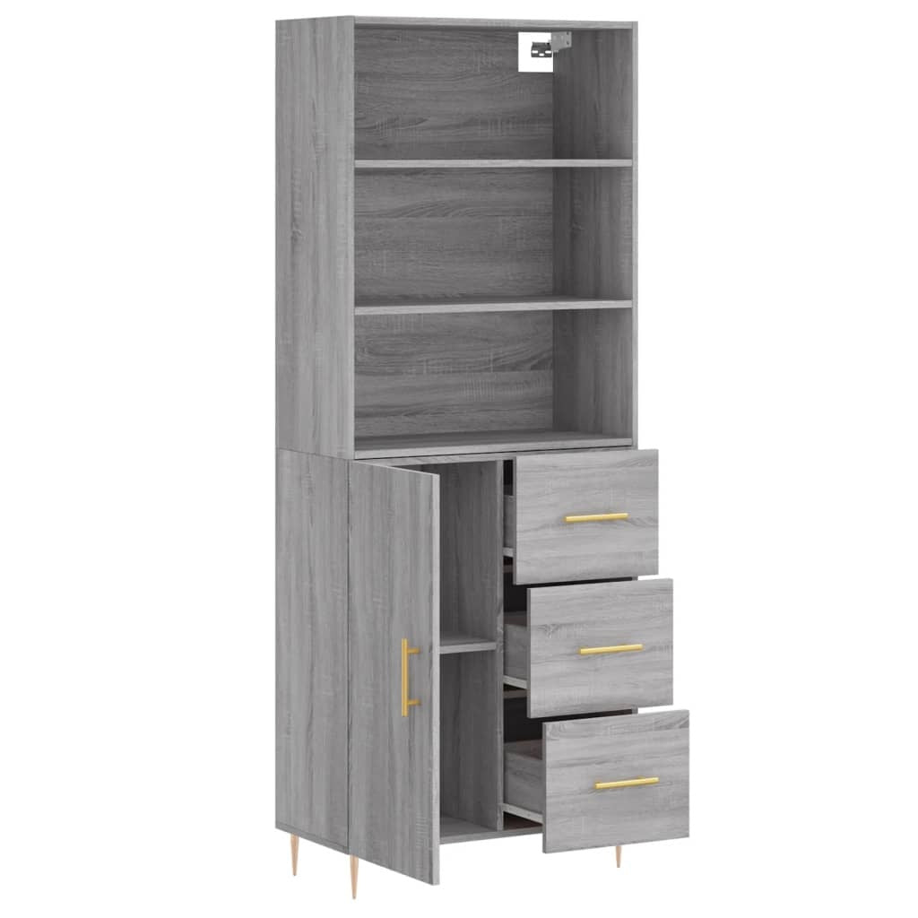 Highboard Grey Sonoma 69.5x34x180 cm Engineered Wood