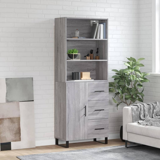 Highboard Grey Sonoma 69.5x34x180 cm Engineered Wood