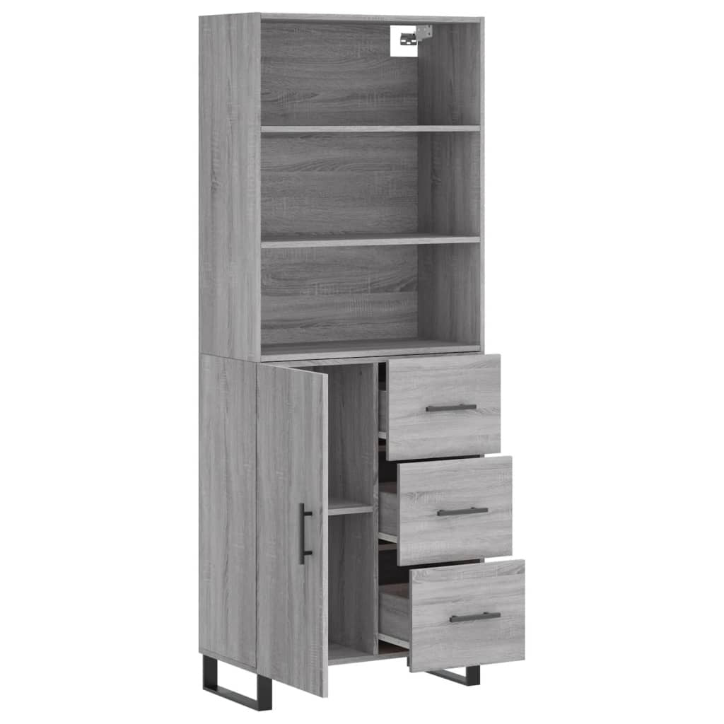 Highboard Grey Sonoma 69.5x34x180 cm Engineered Wood