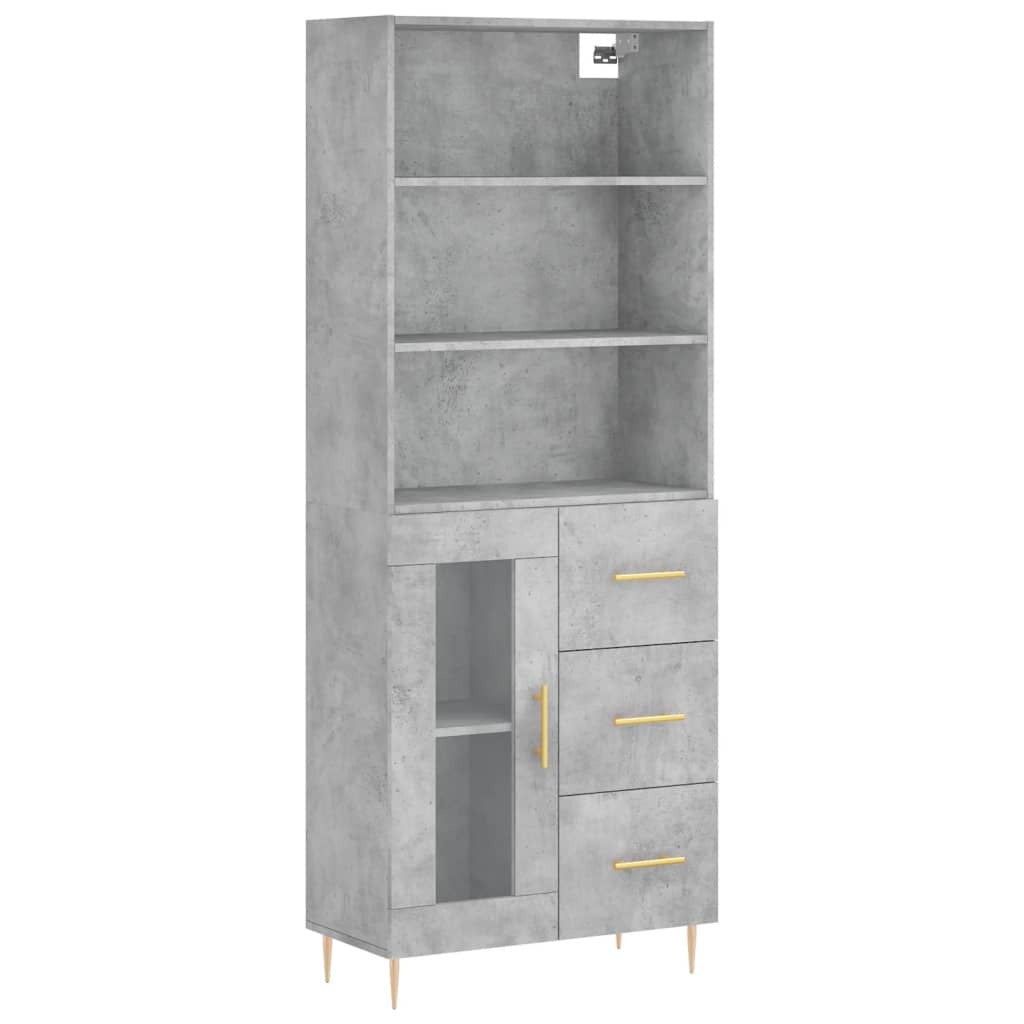 Highboard Concrete Grey 69.5x34x180 cm Engineered Wood