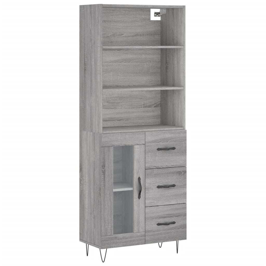 Highboard Grey Sonoma 69.5x34x180 cm Engineered Wood