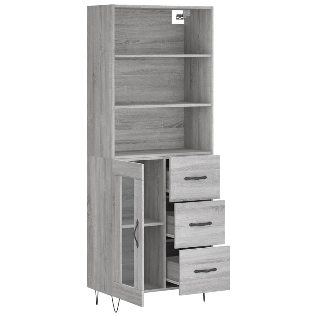 Highboard Grey Sonoma 69.5x34x180 cm Engineered Wood
