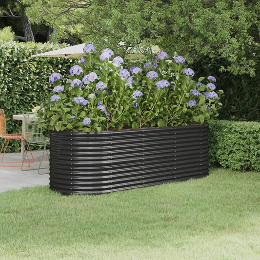 Garden Raised Bed Powder-coated Steel 224x80x68 cm Anthracite