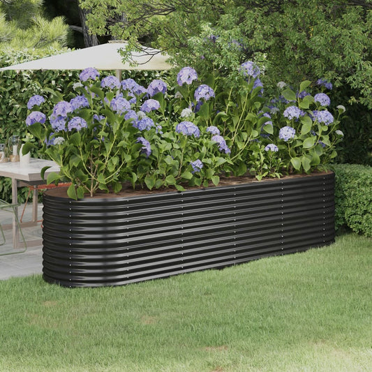 Garden Raised Bed Powder-coated Steel 296x80x68 cm Anthracite