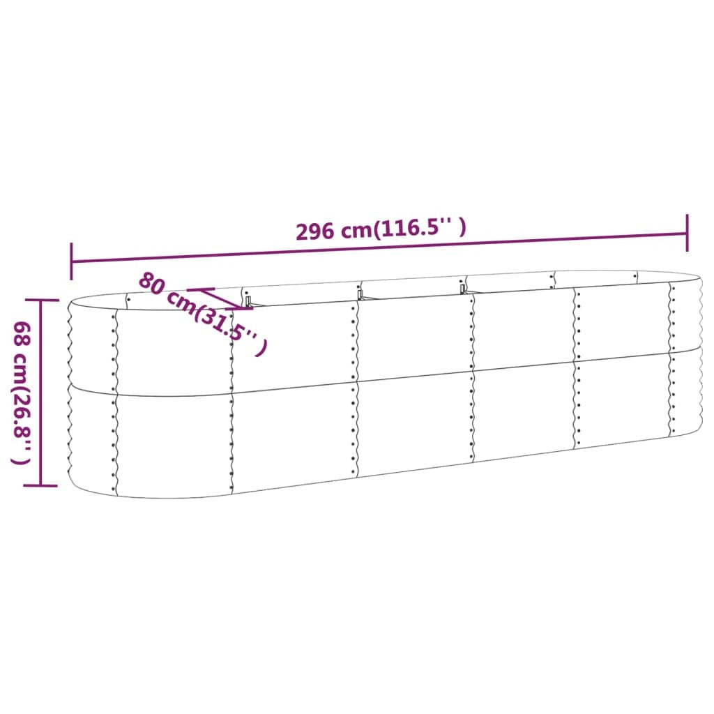 Garden Raised Bed Powder-coated Steel 296x80x68 cm Anthracite