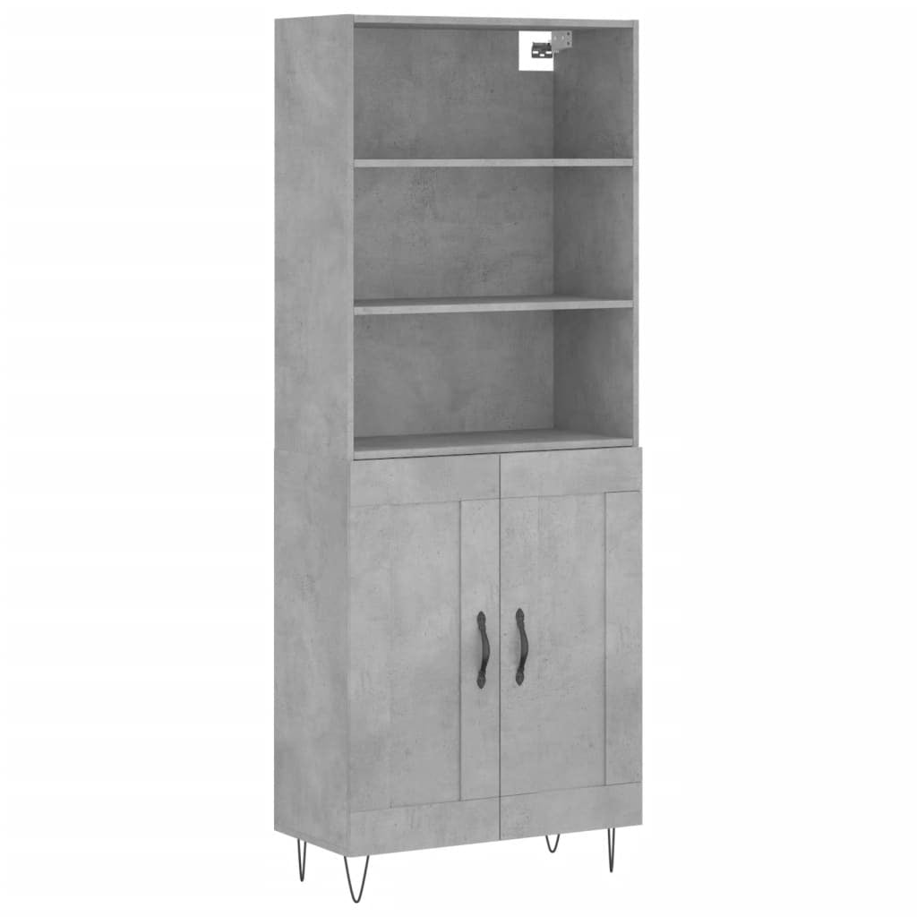 Highboard Concrete Grey 69.5x34x180 cm Engineered Wood