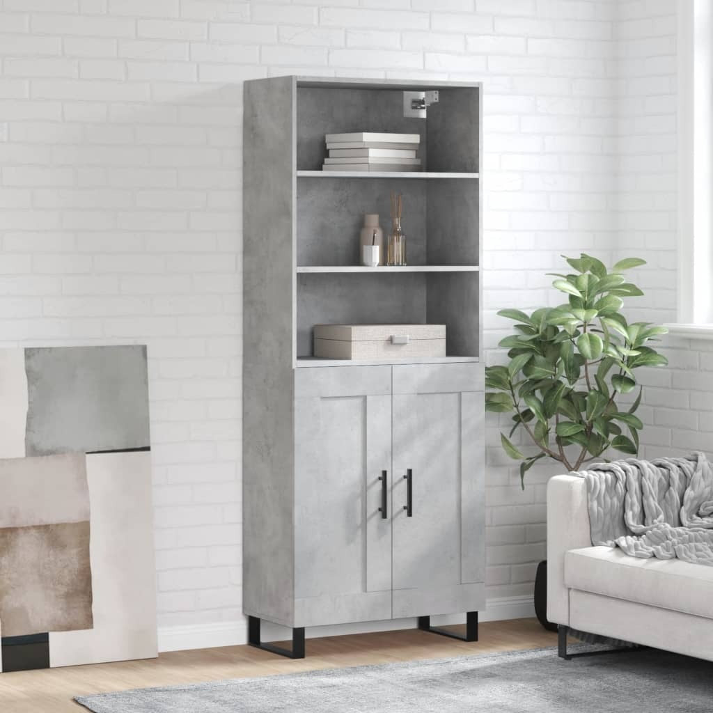 Highboard Concrete Grey 69.5x34x180 cm Engineered Wood