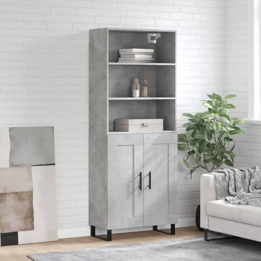 Highboard Concrete Grey 69.5x34x180 cm Engineered Wood