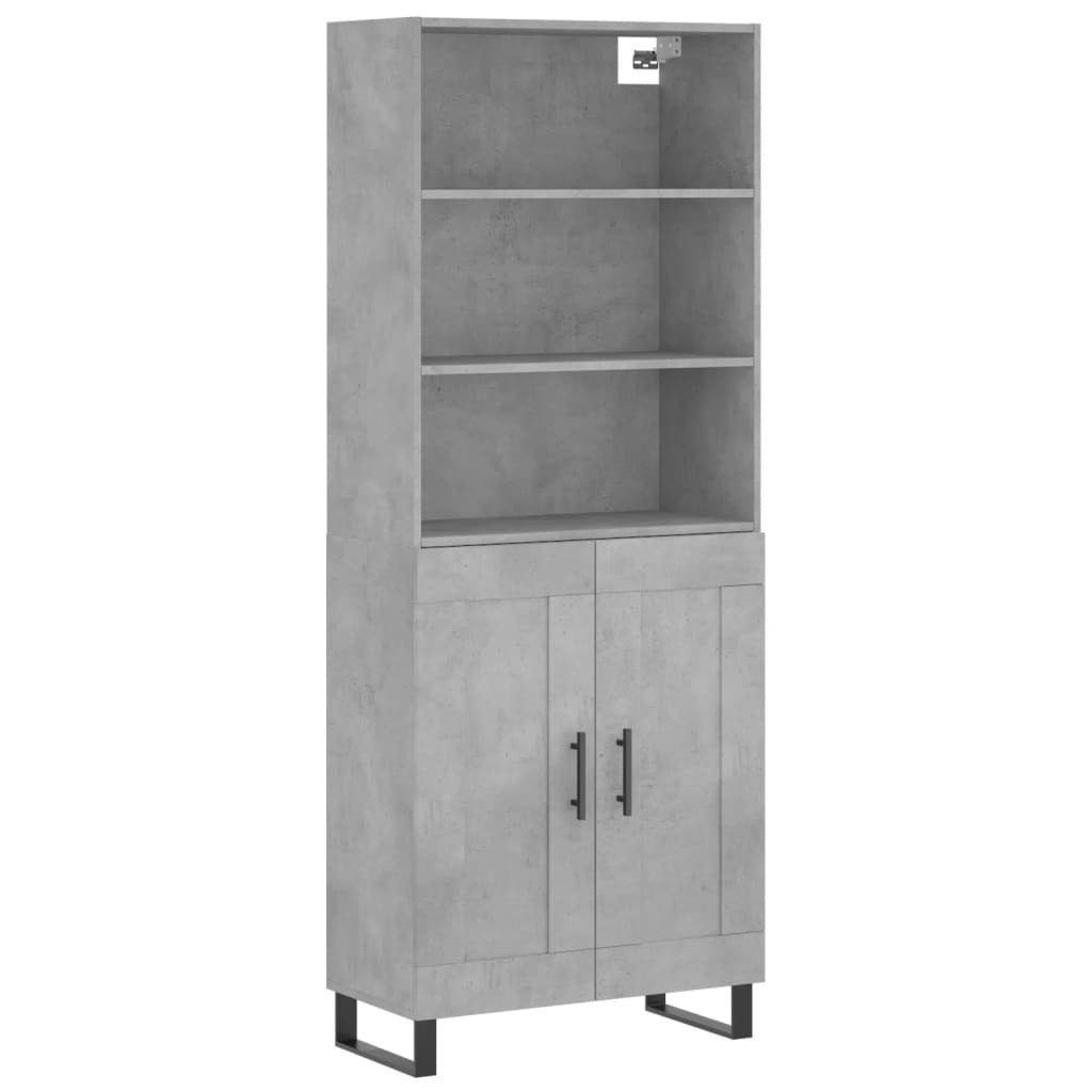 Highboard Concrete Grey 69.5x34x180 cm Engineered Wood