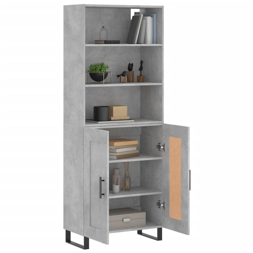 Highboard Concrete Grey 69.5x34x180 cm Engineered Wood