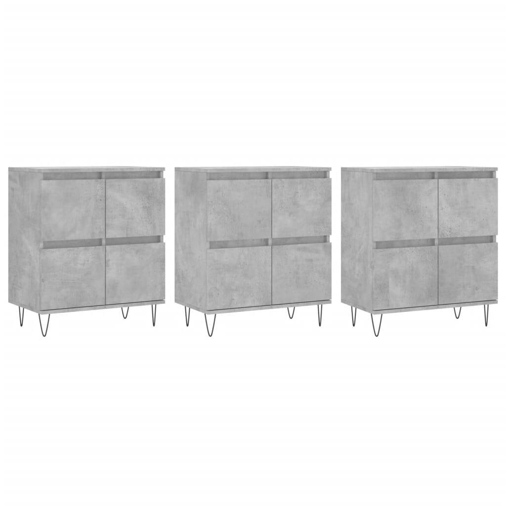 Sideboards 3 pcs Concrete Grey Engineered Wood