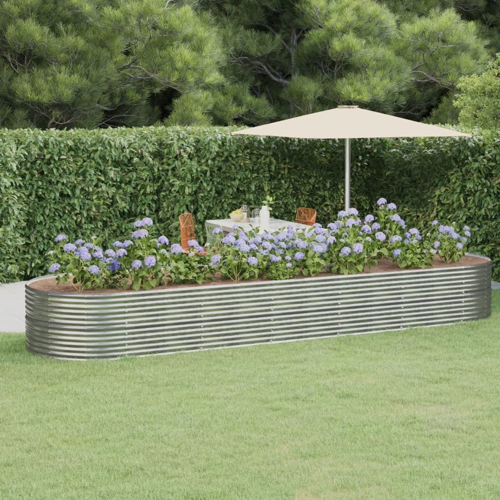 Garden Raised Bed Powder-coated Steel 510x140x68 cm Silver