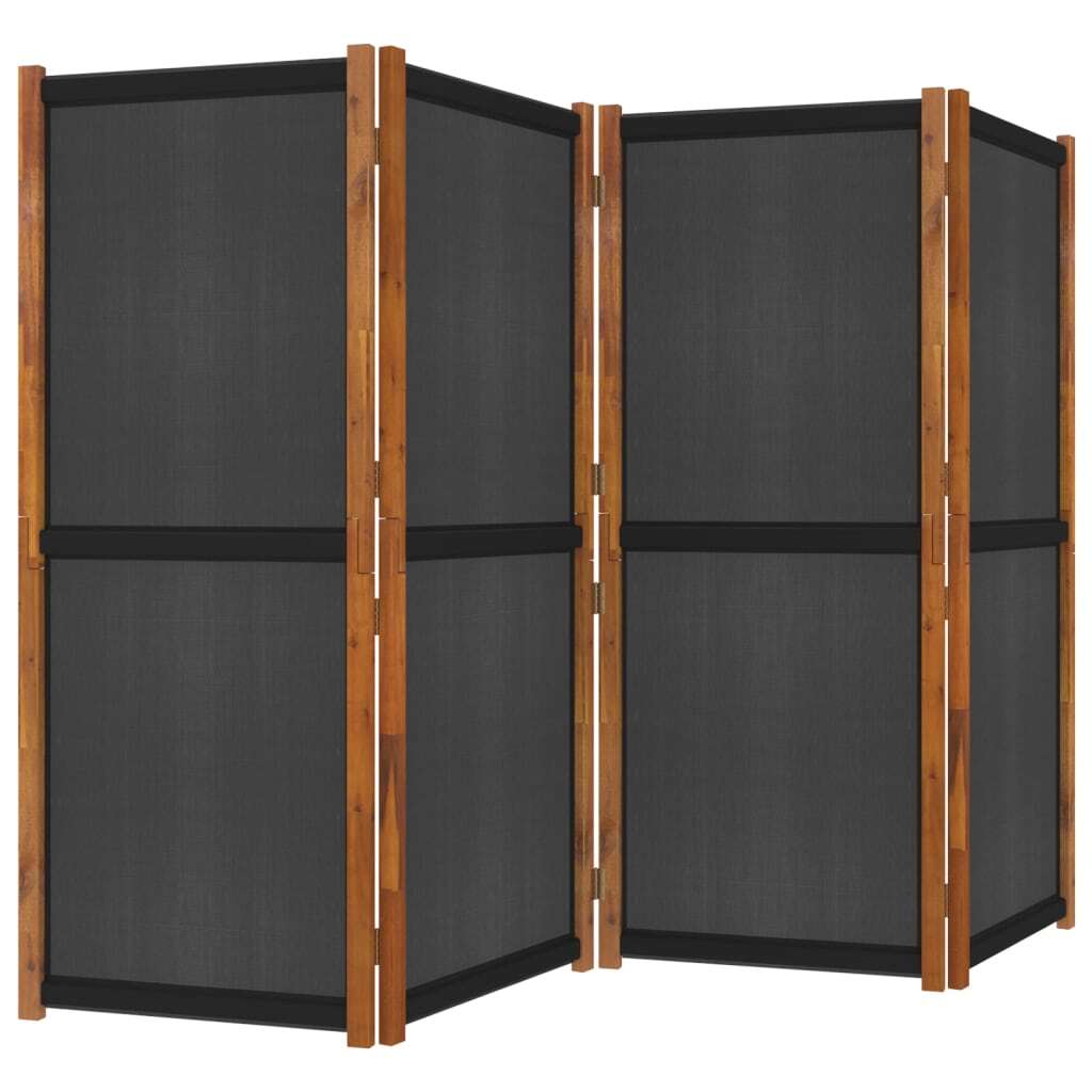 4-Panel Room Divider Black 280x180 cm