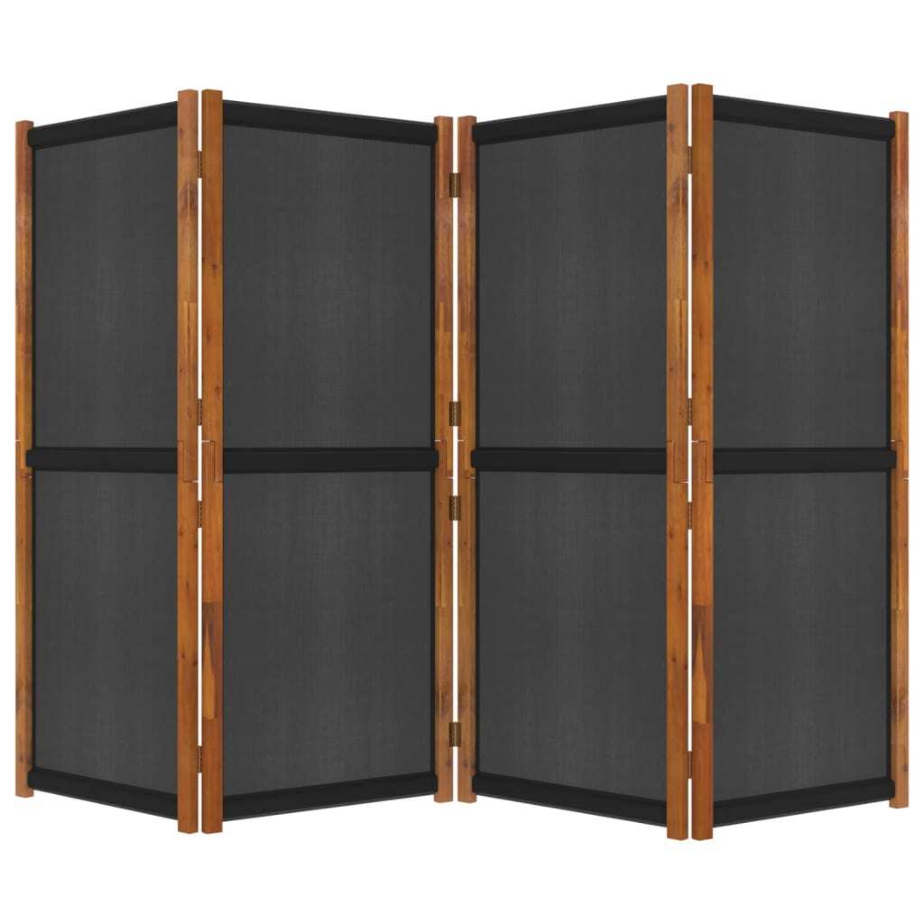 4-Panel Room Divider Black 280x180 cm