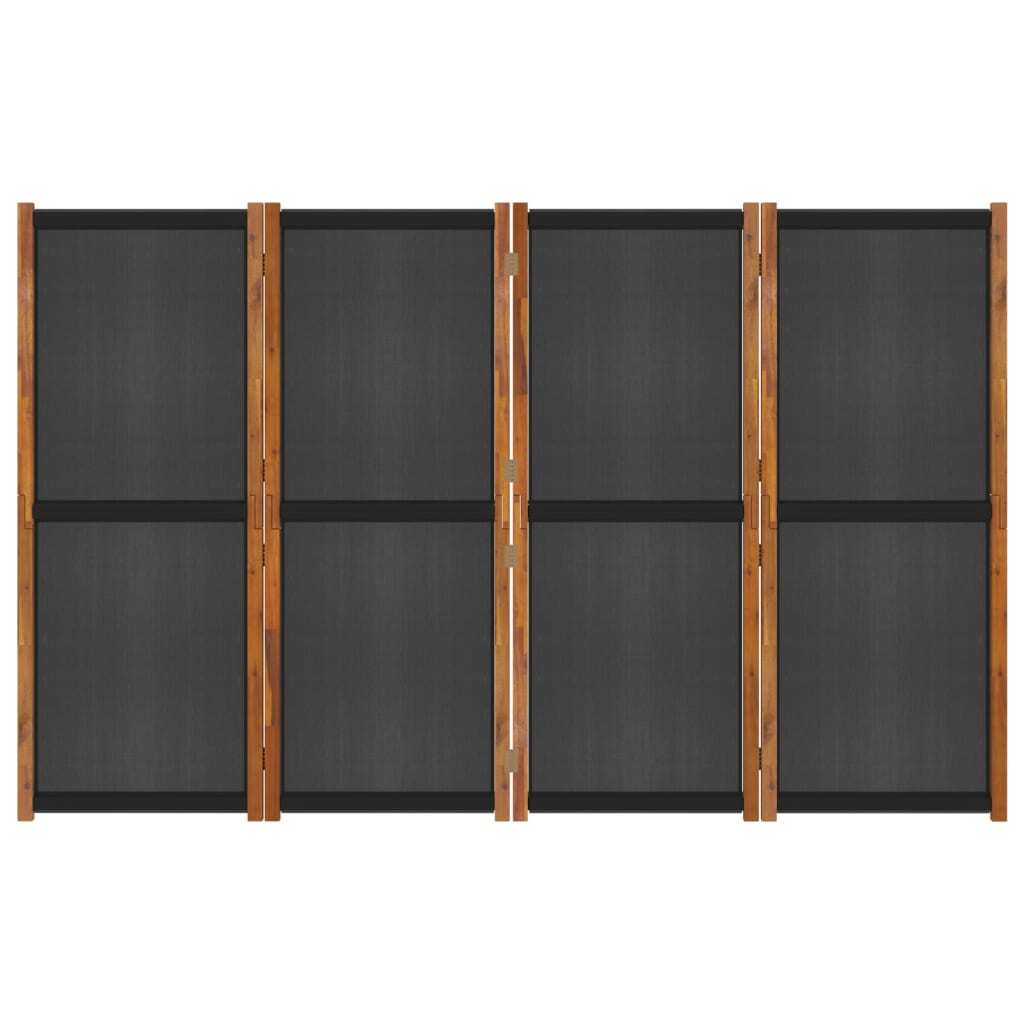 4-Panel Room Divider Black 280x180 cm