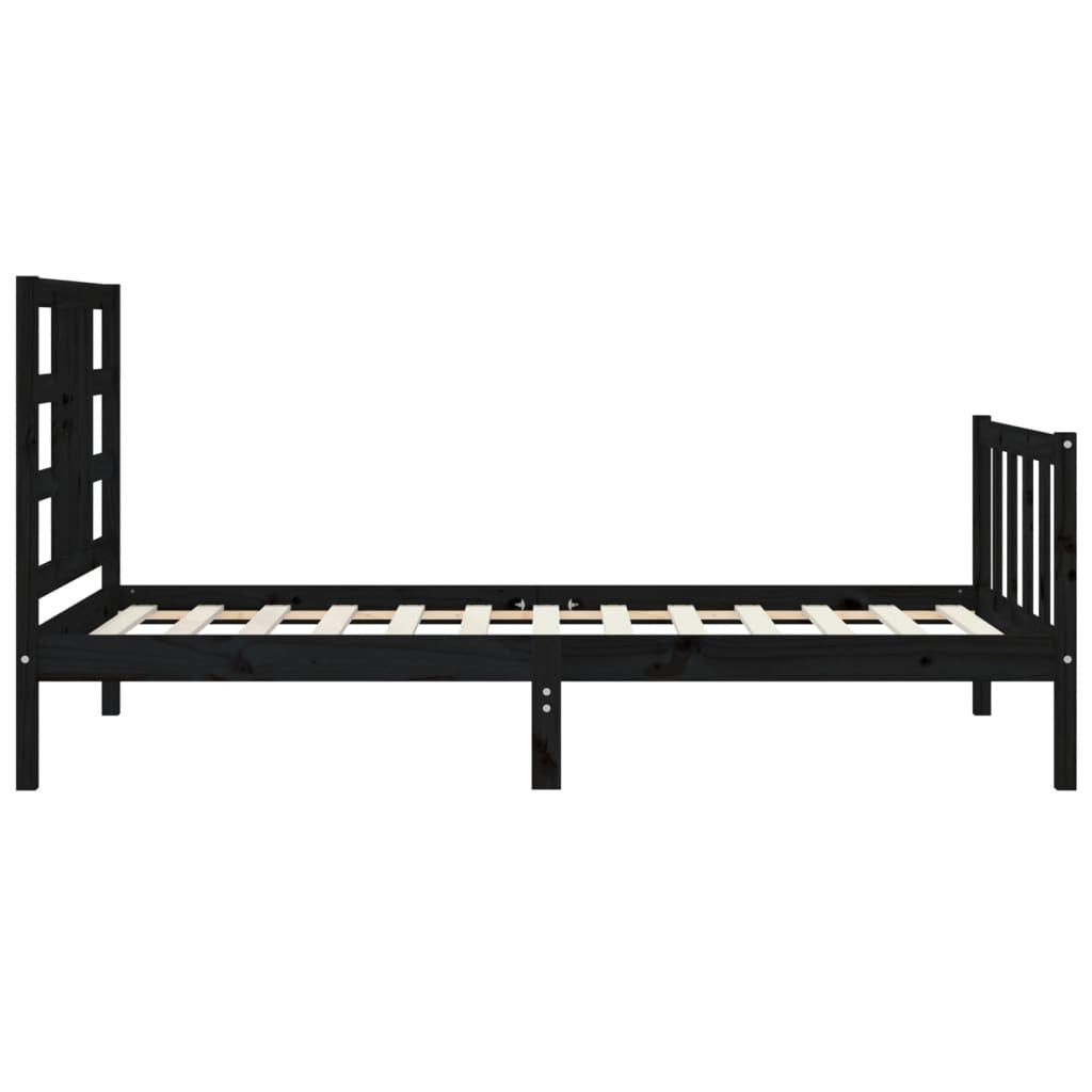 Bed Frame with Headboard Black 100x200 cm Solid Wood