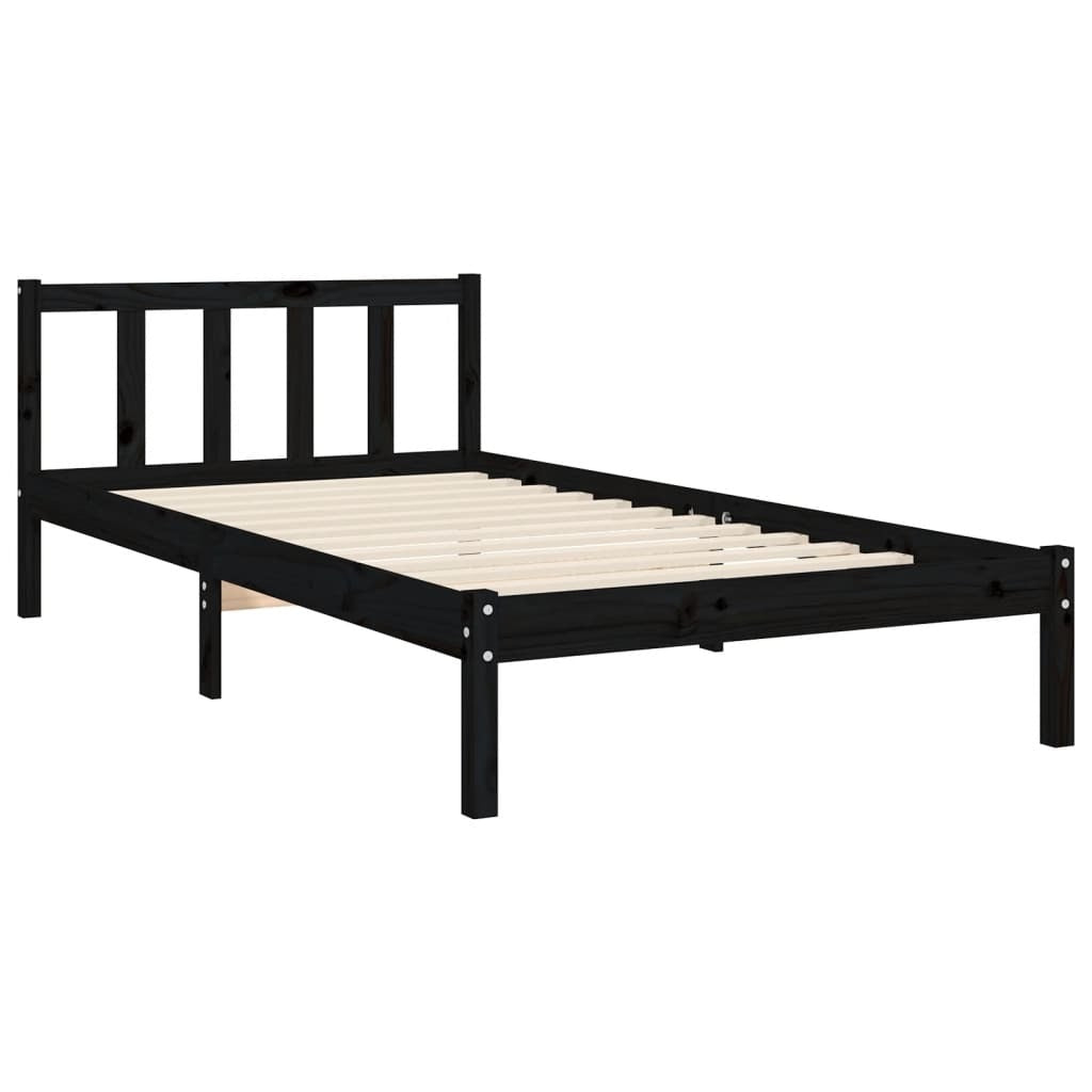 Bed Frame with Headboard Black 100x200 cm Solid Wood