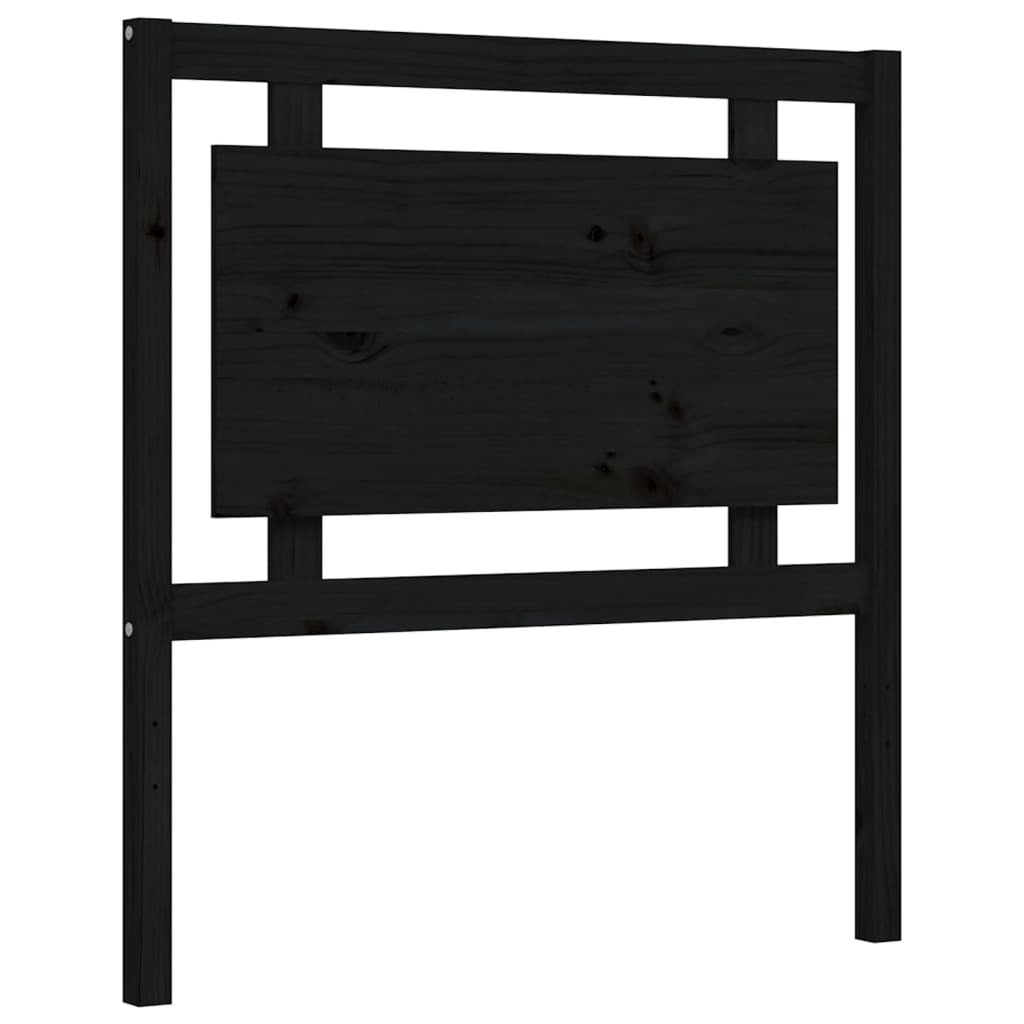 Bed Frame with Headboard Black 90x190 cm Single Solid Wood