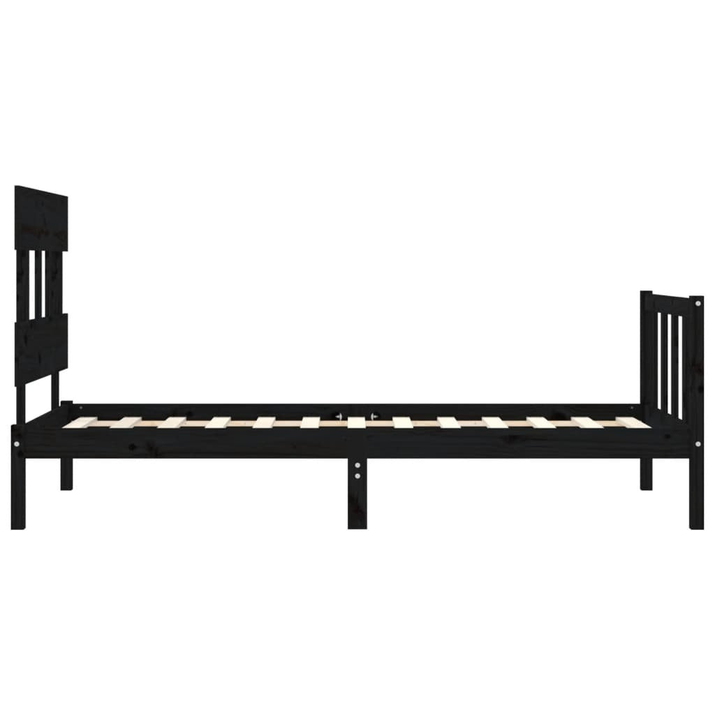 Bed Frame with Headboard Black 100x200 cm Solid Wood