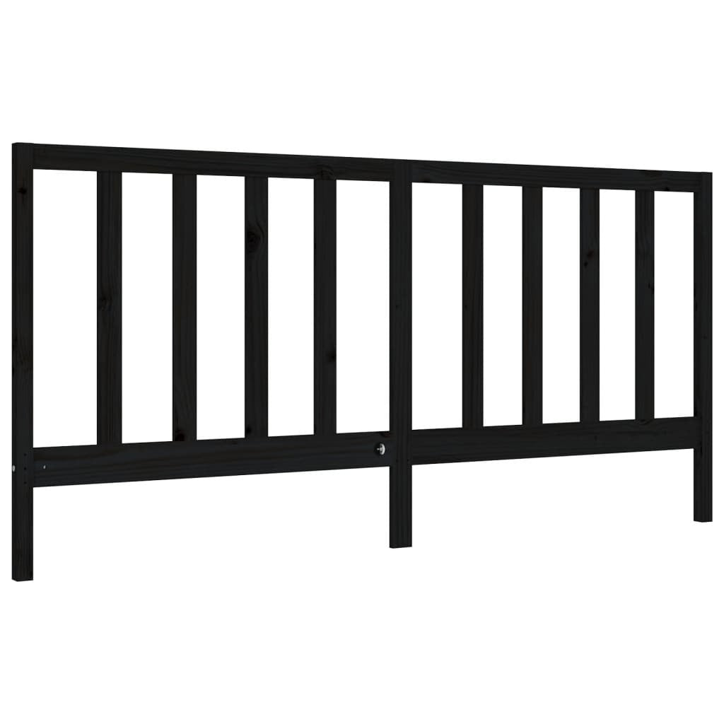 Bed Frame with Headboard Black 200x200 cm Solid Wood