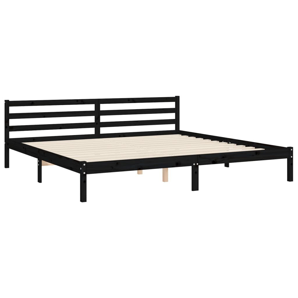 Bed Frame with Headboard Black 200x200 cm Solid Wood