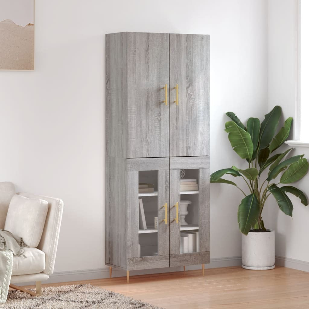 Highboard Grey Sonoma 69.5x34x180 cm Engineered Wood