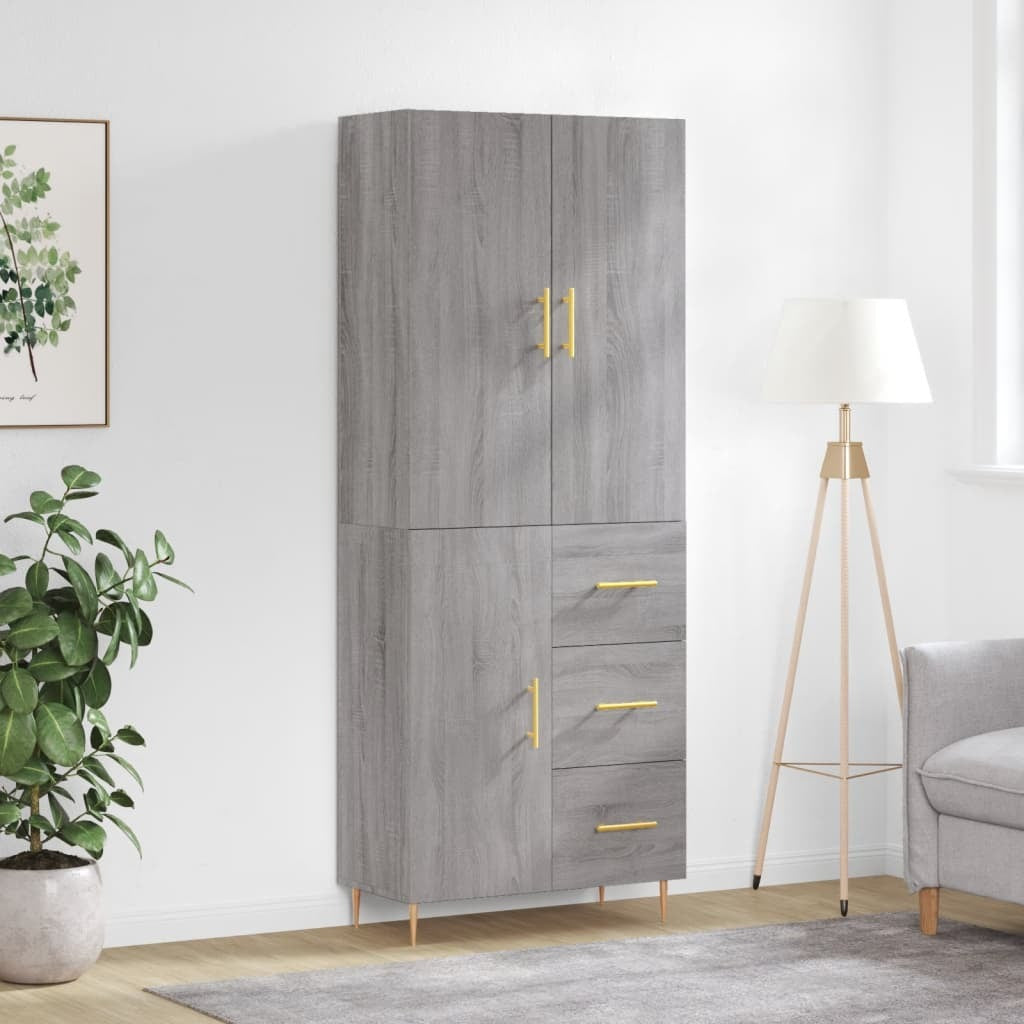 Highboard Grey Sonoma 69.5x34x180 cm Engineered Wood